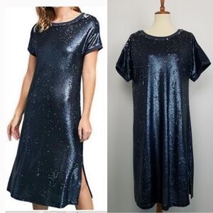 Moulinette Soeurs Anthropologie Blue All Over Sequin Dress B10/24